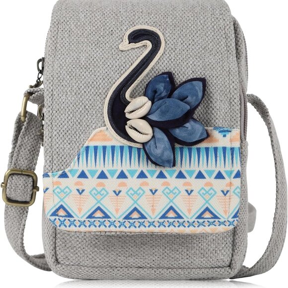 Handcrafted Canvas Floral Crossbody Bag - Functional and Fashionable Accessory - Picture 1 of 6